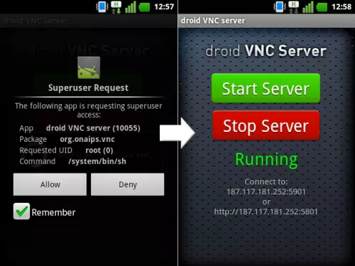 Aplicativo Droid VNC Server